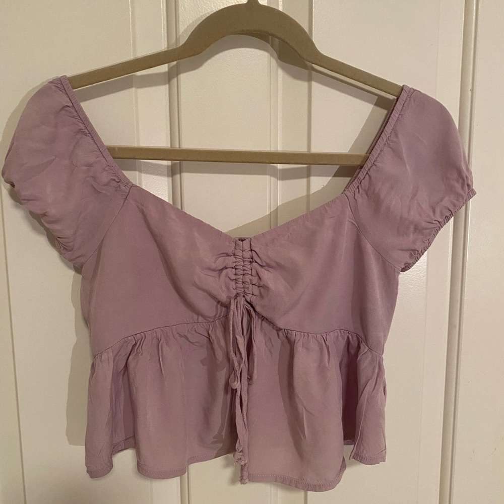 LA Hearts tie front babydoll crop top. Size S. Dusty pink.